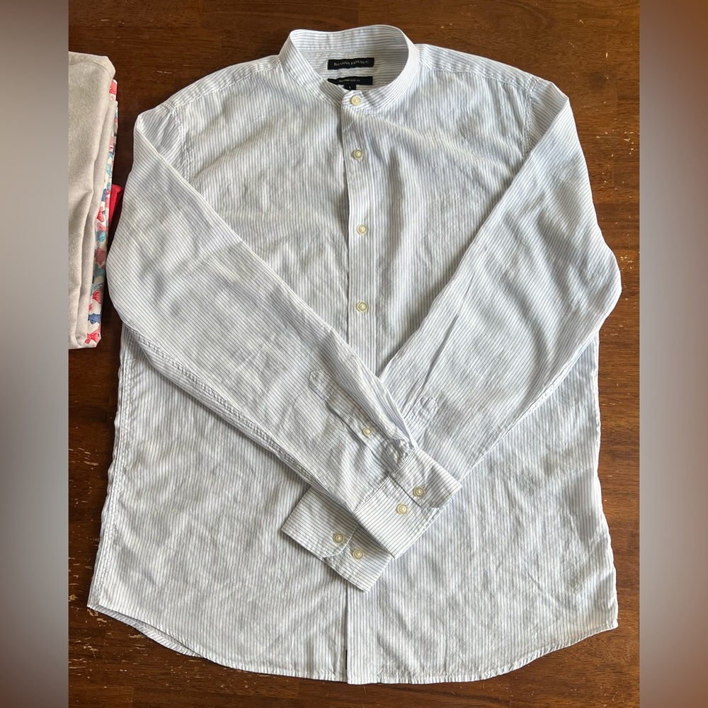 Banana Republic CollarLess Long Sleeve Buttons Up Shirt - Picture 2 of 7